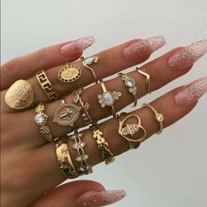 15 piece Gold Stylish ring set